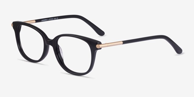 Jasmine Black AcetateEyeglass Frames from EyeBuyDirect, Angle View