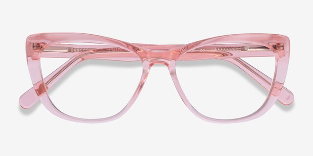 Charlotte Clear Pink AcétateMontures de lunettes de vue d'EyeBuyDirect, Vue Rapprochée