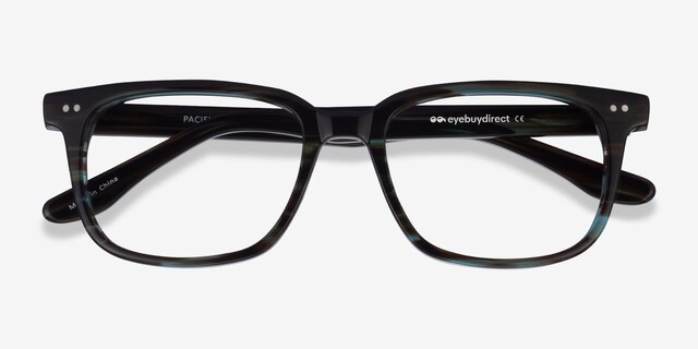 Pacific Striped Blue AcetateEyeglass Frames from EyeBuyDirect, Closed View