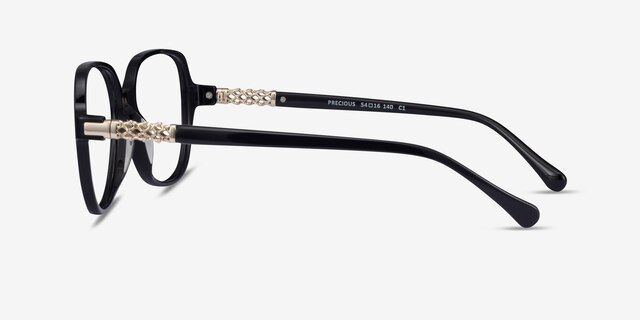 Precious Noir AcétateMontures de lunettes de vue d'EyeBuyDirect, Vue de Côté