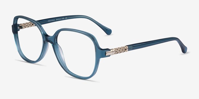 Precious Teal AcetateEyeglass Frames from EyeBuyDirect, Angle View