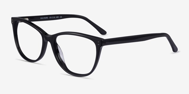 Solitaire Black AcetateEyeglass Frames from EyeBuyDirect, Angle View