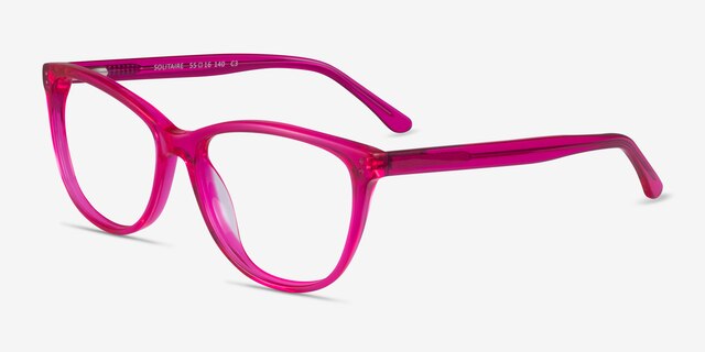 Solitaire Pink AcetateEyeglass Frames from EyeBuyDirect, Angle View
