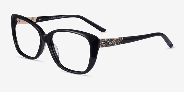 Elegance Black AcetateEyeglass Frames from EyeBuyDirect, Angle View