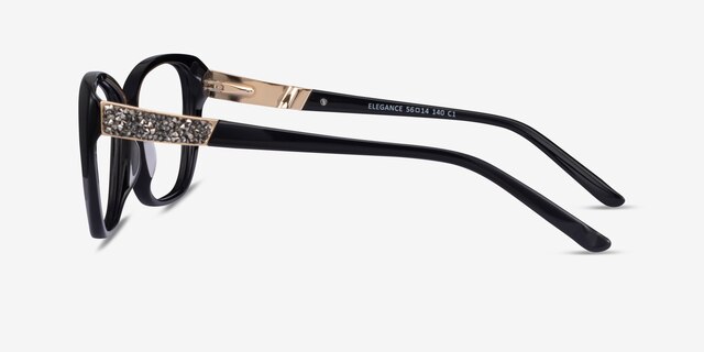 Elegance Black AcetateEyeglass Frames from EyeBuyDirect, Side View