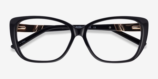 Elegance Black AcetateEyeglass Frames from EyeBuyDirect, Closed View