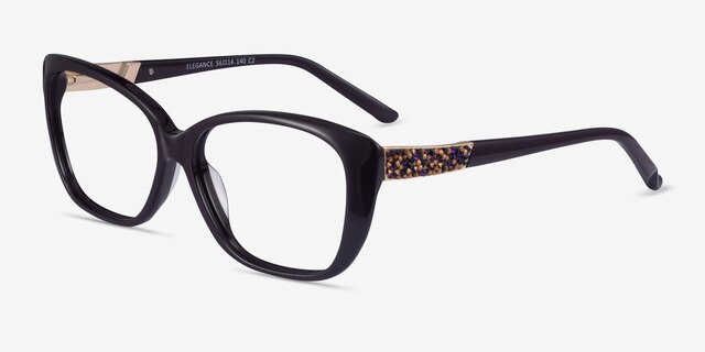Elegance Violet AcétateMontures de lunettes de vue d'EyeBuyDirect, Vue d'Angle