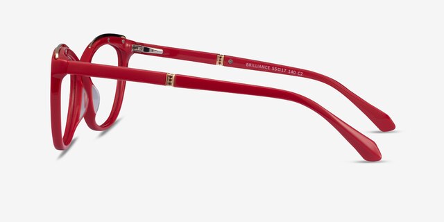 Brilliance Red AcetateEyeglass Frames from EyeBuyDirect, Side View