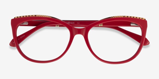 Brilliance Red AcetateEyeglass Frames from EyeBuyDirect, Closed View