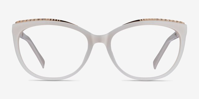 Brilliance White AcetateEyeglass Frames from EyeBuyDirect, Front View