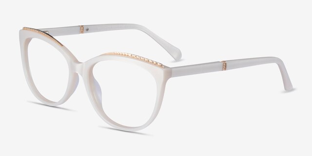 Brilliance White AcetateEyeglass Frames from EyeBuyDirect, Angle View