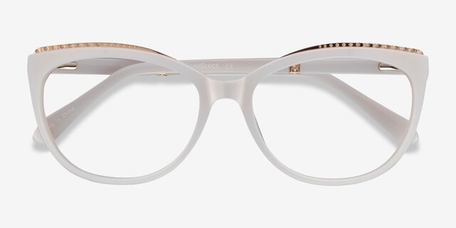 Brilliance White AcetateEyeglass Frames from EyeBuyDirect, Closed View
