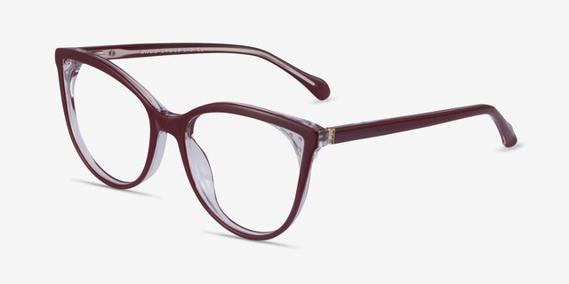 Bijou Burgundy AcetateEyeglass Frames from EyeBuyDirect, Angle View