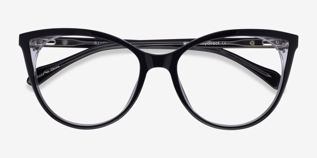 Bijou Black AcetateEyeglass Frames from EyeBuyDirect, Closed View