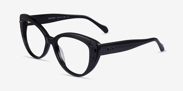 Diamond Black AcetateEyeglass Frames from EyeBuyDirect, Angle View