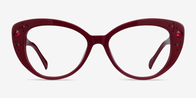 Diamond Burgundy AcétateMontures de lunettes de vue d'EyeBuyDirect, Vue de Face