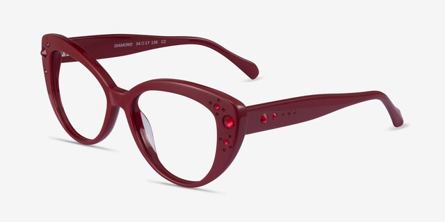 Diamond Burgundy AcétateMontures de lunettes de vue d'EyeBuyDirect, Vue d'Angle