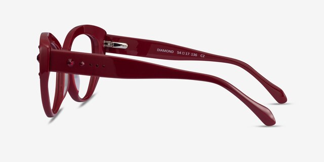 Diamond Burgundy AcétateMontures de lunettes de vue d'EyeBuyDirect, Vue de Côté