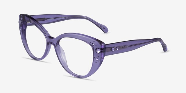 Diamond Clear Purple AcétateMontures de lunettes de vue d'EyeBuyDirect, Vue d'Angle