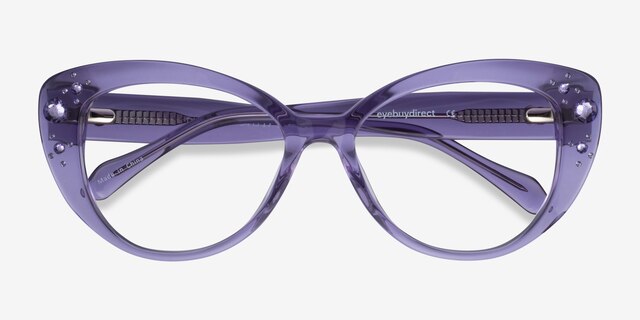 Diamond Clear Purple AcétateMontures de lunettes de vue d'EyeBuyDirect, Vue Rapprochée