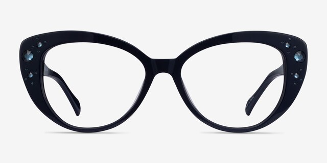 Diamond Bleu marine AcétateMontures de lunettes de vue d'EyeBuyDirect, Vue de Face