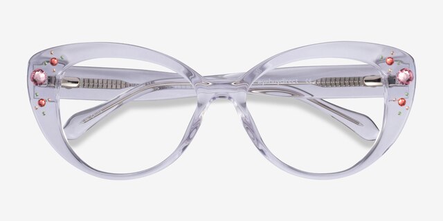 Diamond Transparent AcétateMontures de lunettes de vue d'EyeBuyDirect, Vue Rapprochée