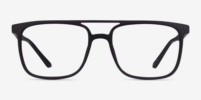 Between Matte Black PlasticEyeglass Frames from EyeBuyDirect, Front View