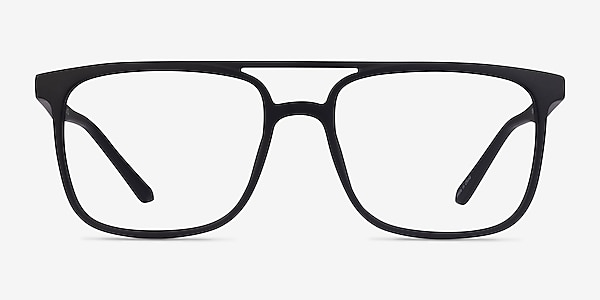 Between Matte Black Plastic Eyeglass Frames