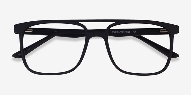Between Matte Black PlasticEyeglass Frames from EyeBuyDirect, Closed View