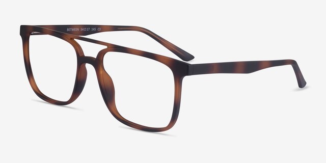 Between Matte Tortoise PlasticEyeglass Frames from EyeBuyDirect, Angle View