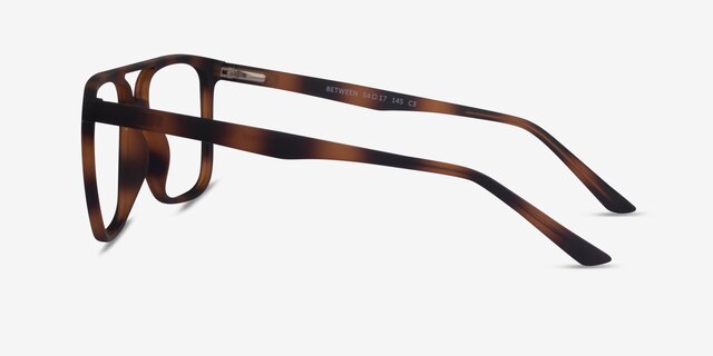 Between Matte Tortoise PlasticEyeglass Frames from EyeBuyDirect, Side View