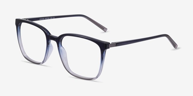 House Gradient Blue PlasticEyeglass Frames from EyeBuyDirect, Angle View