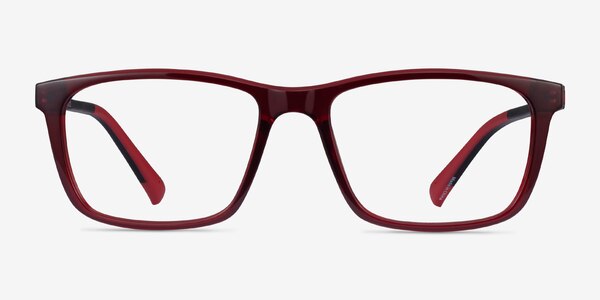 Brad Clear Red Black Plastic Eyeglass Frames