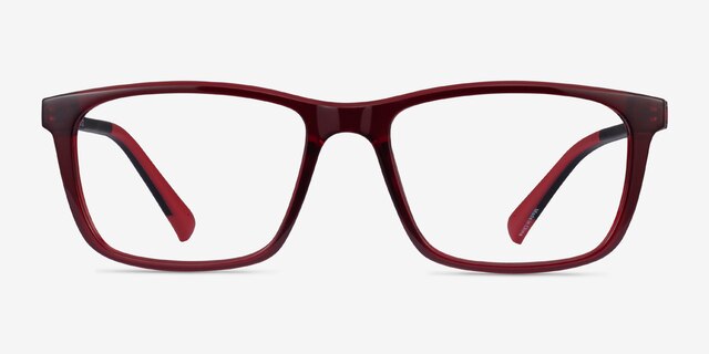 Brad Clear Red Black PlasticEyeglass Frames from EyeBuyDirect, Front View