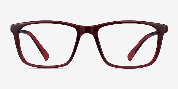 Brad Clear Red Black Plastic Eyeglass Frames