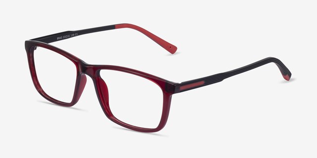 Brad Clear Red Black PlasticEyeglass Frames from EyeBuyDirect, Angle View