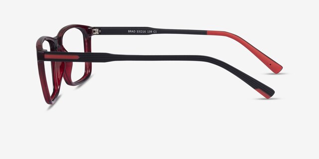 Brad Clear Red Black PlasticEyeglass Frames from EyeBuyDirect, Side View