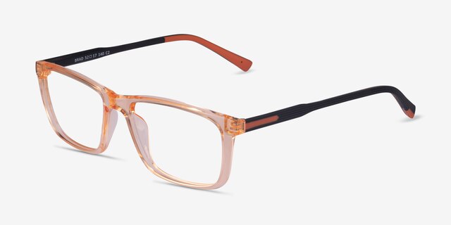 Brad Clear Orange Black PlasticEyeglass Frames from EyeBuyDirect, Angle View