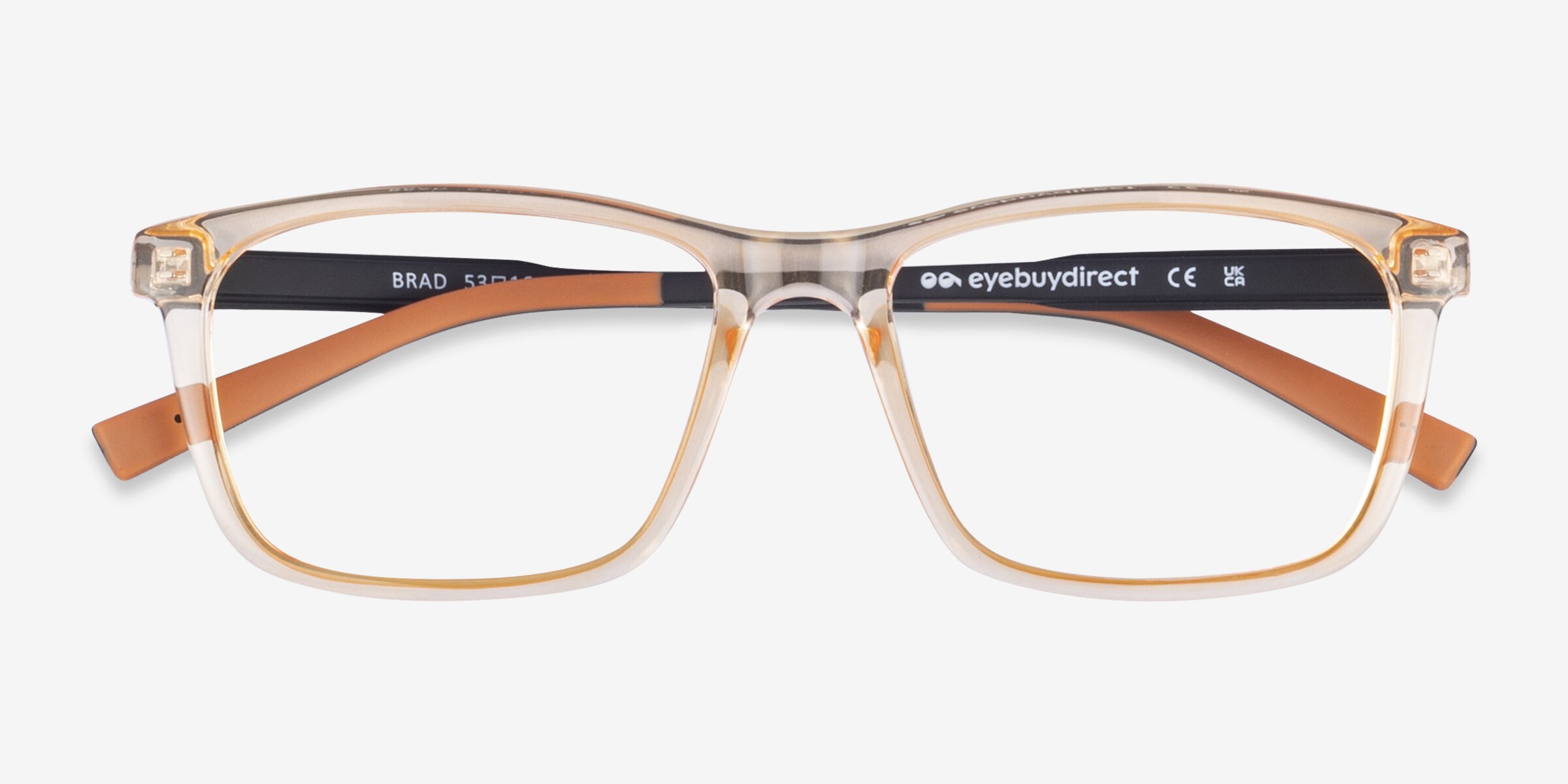Brad Rectangle Clear Orange Black Full Rim Eyeglasses | Eyebuydirect