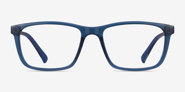 Brad Clear Blue Black PlasticEyeglass Frames from EyeBuyDirect, Front View