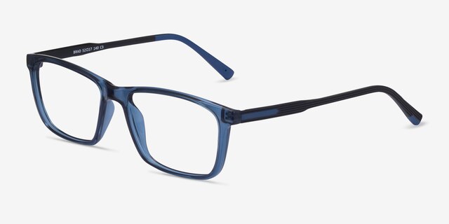Brad Clear Blue Black PlasticEyeglass Frames from EyeBuyDirect, Angle View