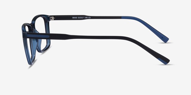 Brad Clear Blue Black PlasticEyeglass Frames from EyeBuyDirect, Side View