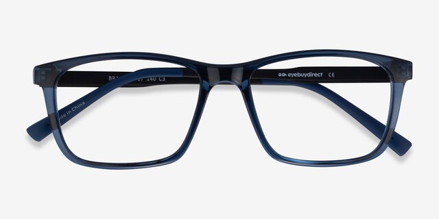 Brad Clear Blue Black PlasticEyeglass Frames from EyeBuyDirect, Closed View
