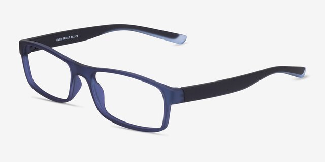Over Dark Blue PlasticEyeglass Frames from EyeBuyDirect, Angle View