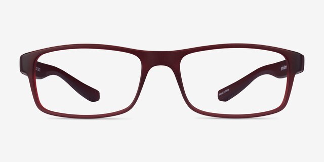 Over Dark Red PlasticEyeglass Frames from EyeBuyDirect, Front View