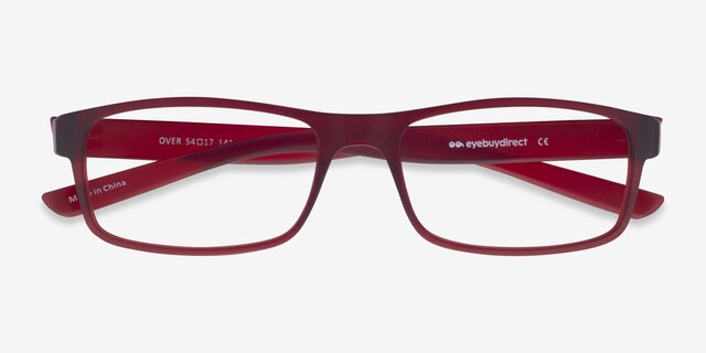 Over Dark Red PlasticEyeglass Frames from EyeBuyDirect, Closed View