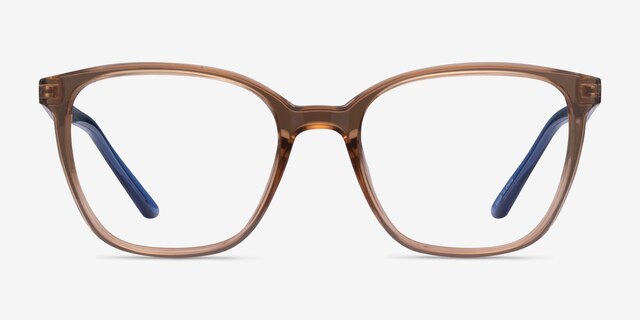 Identical Clear Brown & Blue PlasticEyeglass Frames from EyeBuyDirect, Front View