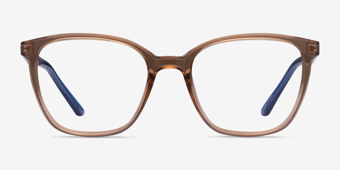 Identical Clear Brown & Blue Plastic Eyeglass Frames from EyeBuyDirect