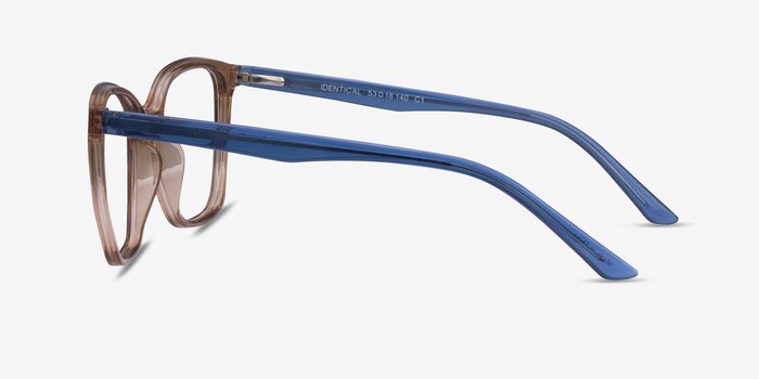 Identical Clear Brown & Blue Plastic Eyeglass Frames from EyeBuyDirect