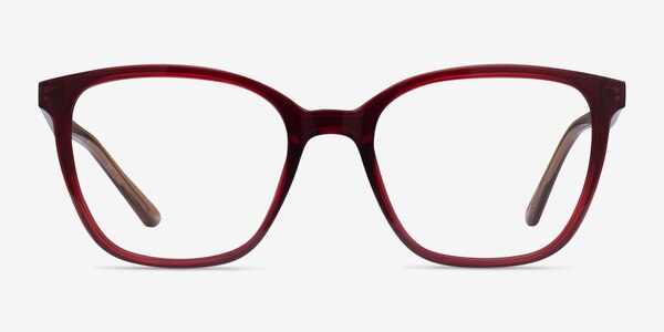 Identical Clear Red & Clear Brown Plastic Eyeglass Frames